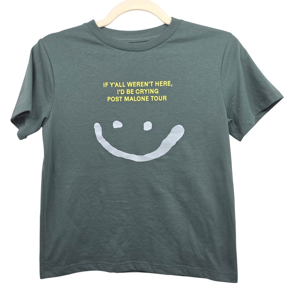 Posty Co Post Malone Tour T-Shirt Small Green Smiley Face Graphic Tee